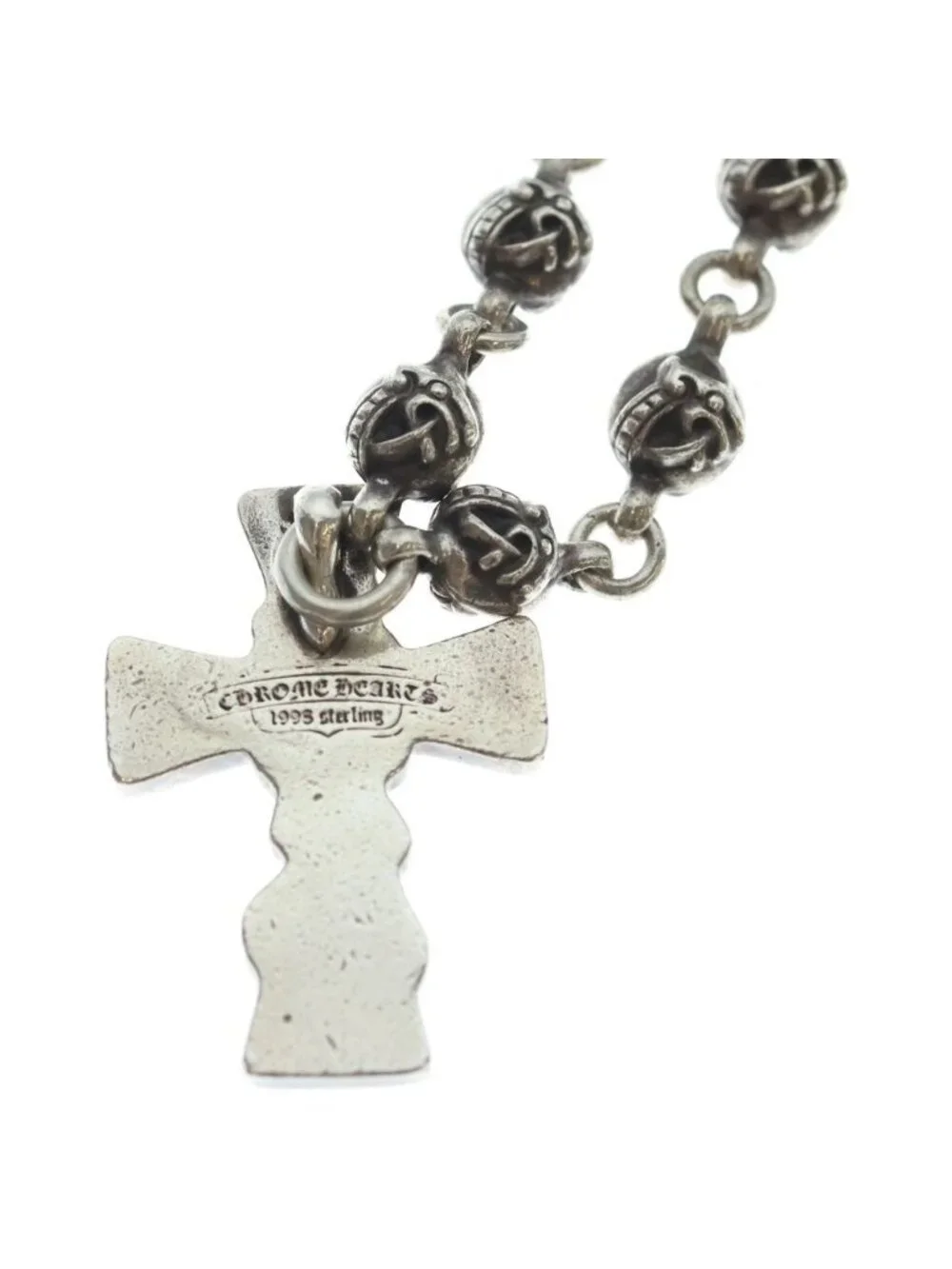 Chrome Hearts Celtic Crs Ball Cross Chain Necklace Silver